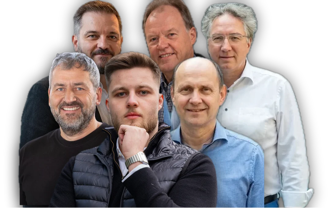 Birger Weiß mit Kunden: Jörg Wiesner, Georg Kiendl, Siegfried Grosser, Hermann Lang und Andreas Thiele