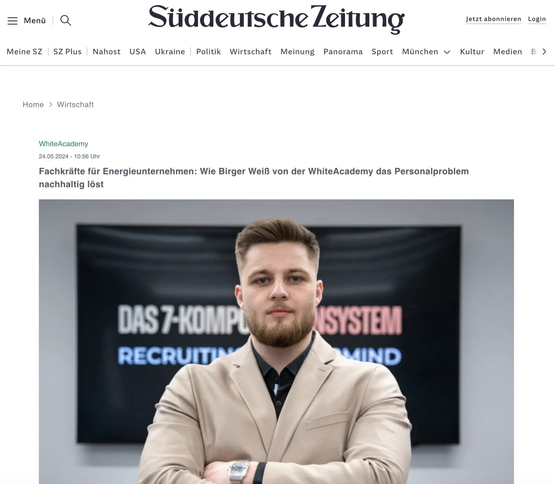 Artikel in der Süddeutschen Zeitung